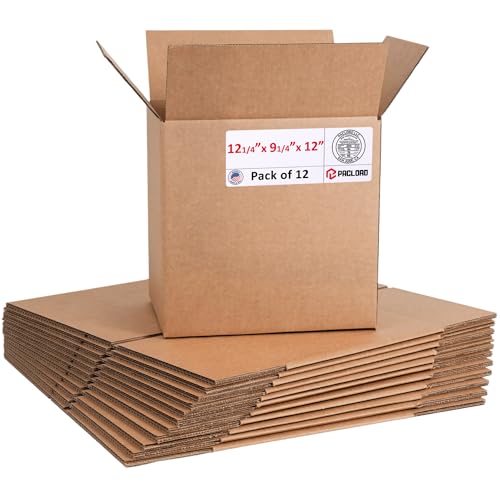 Image of Medium Cardboard Boxes 12 1 /4 inchL x 9 1 /4 inchW x 12 inchH (Pack of 12) - USA-Made Packing Boxes for Moving, Shipping, or Storage - USPS, UPS, FedEx Approved - Professional Packing Supplies for Moving