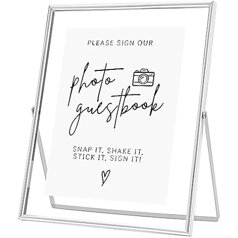 Calculs Please Sign Our Guest Book Sign For Wedding Photo Guest Book Sign Silver Floating Picture Frame Wedding Signs Place Card/Menu Holder 10”x8” Please Sign Cover