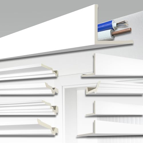 HEXIM Kabel- und Rohrabdeckung 2000x150x150mm, 1STK Rohrverkleidung weiß PU-Hartschaum, Kabelkanal Deckenleisten Heizungsrohr Verkleidung (AB170, 2 Meter)