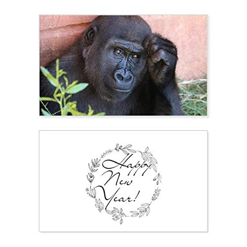 Carte de Nouvel An Chimpanzé animaux sauvages vecteur d'émotions et de vœux