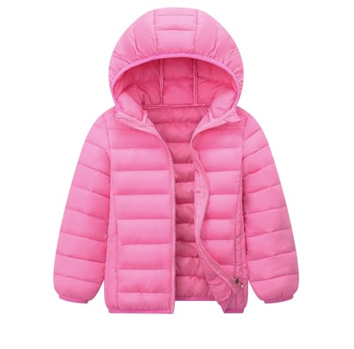 Mmoneyake Hooded Puffer Jacket for Boys and Girls Winter Warm Long Sleeve Zip Puffer Jacket Kids Baggy Short Down Overcoat