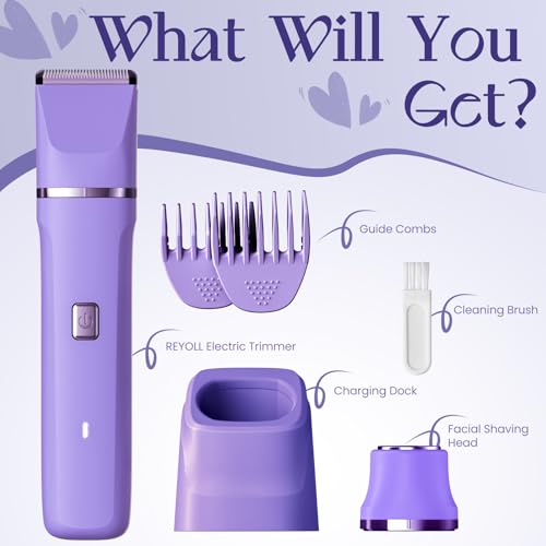 Image of Electric Razors for Women - IPX7 Waterproof Pubic Hair Remover for Shower & Travel, 3-in-1 Bikini Trimmer with Body /Round /Curved Heads, Hypoallergenic Foil & Ceramic Blades, Self-Care Gifts for Women