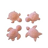 DESIGN DÉCORATIF: 4 tortues aux motifs variés (carapace hexagonale, étoiles, motifs géométriques) mesurant environ 4,5 cm de longueur, 4 cm de largeur et jusqu'à 1,7 cm de hauteur selon le modèle