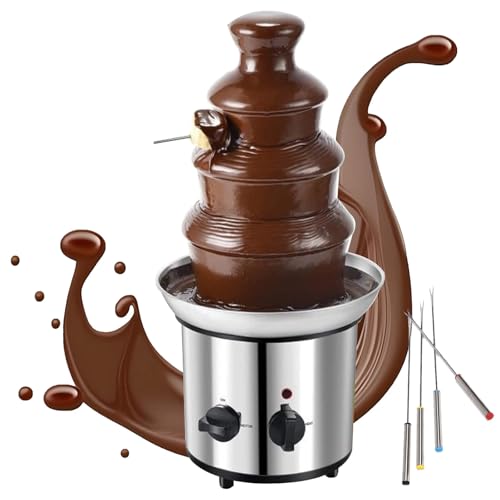 4 Tier Chocolate Fountain Machine, Electric Chocolate Melting Machine, Chocolate Fountain Fondue Set, Chocolate Fountain Machine for Candy Parties Weddings Bar Buffet Kids Birthday Party