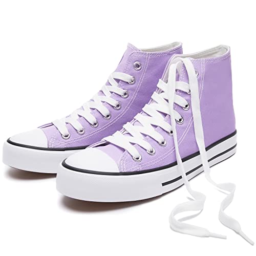 Hash Bubbie Women's High Top Sneakers Classic High Tops Canvas Shoes For Women Lace Up Tennis Shoes Fashion Canvas Sneakers Casual Shoes For Walking(Purple,Us7) #TOP17