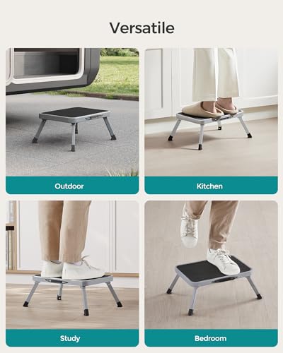 SONGMICS Step Ladder, Single Step Ladder, Folding Ladder, Safety Lock, Space-Saving Storage, Holds up to 150 kg, Dove Grey GSL001G01 - Image 7