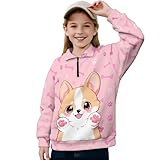 TOADDITDO Girls Half Zip Koala Sweatshirt Rainbow Print Long Sleeve Pullover Jacket 11-12t Lightweight Causal Sweater Coat all Winter Shirts Cartoon Clothes for Girls