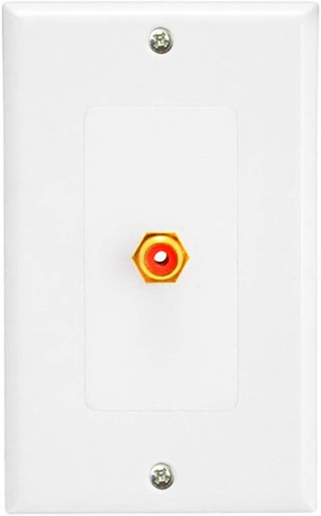 RCA Connector Wall Plate for Subwoofer Audio PortWhite