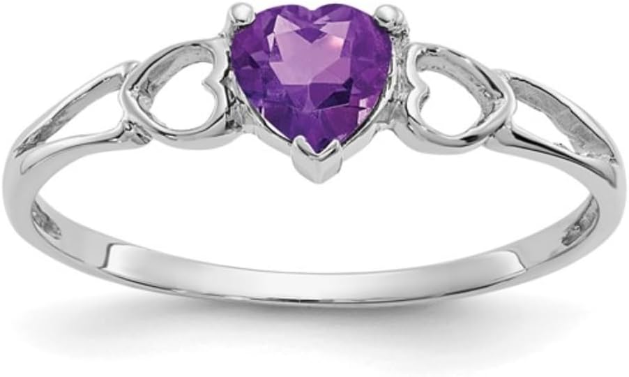 Fine Color Jewels Mothers Day Presents for Women Genuine Solitaire 14K White Gold Heart Birthstone Ring Birthstone Jewelry Presents for Wife or Girlfriend - Gold Heart Ring for Her