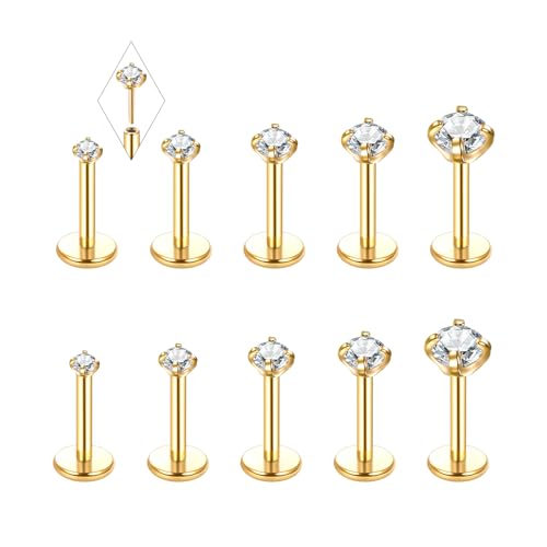Image of Oveta 18G Threadless Nose Stud Push In Flat Back Tragus Earrings for Women 7 /32 inch Bar