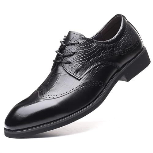 Mens Lace-Up Shoes Comfort Walking Shoes for Male Round Toe Slip-On Solid Handmade Dress Shoes for Men