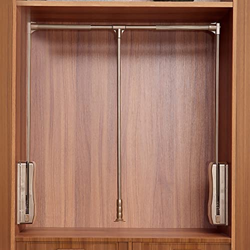 Tringle de penderie rabattable robuste en taille L avec tube extensible marron