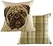 WaggyDogz Poduszka PUG Boston w kratkę, autorstwa artysty Christine Varley