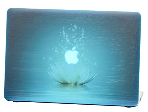 Macbook Pro Retina 13 inches Rubberized Hard Case for model A1502 & A1425, GRAFICO Lotus Light Design with Blue Bottom Case, Come with Keyboard Cover