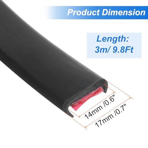 Image of uxcell U-Shape Edge Banding, 9.8ft x 14mm TPE Self-Adhesive Veneer Edging, Plywood Edge Trim Flexible Furniture Edge Protector for Countertop Cabinet Shelf Repair(Black)