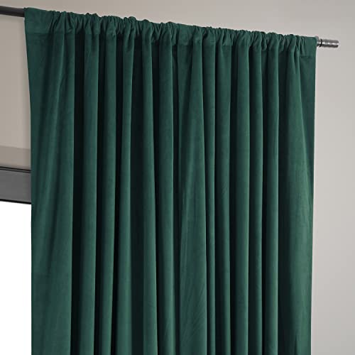 HPD Half Price Drapes Signature Velvet Thermal Blackout Curtains for Living Room 120 Inch Long 1 Panel Rod Pocket Insulated Blackout Curtains for Bedroom Window Curtains, 100Wx120L, Blackforest Green