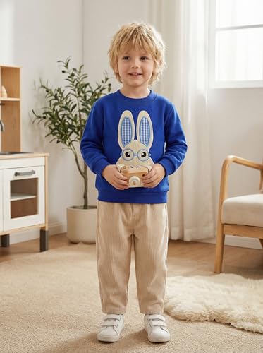 Image of Akyzic Boys Sweatshirts Cotton Long Sleeve Crewneck Pullover Toddler Kids Winter Warm Shirt Sweater Tops 3t-8t