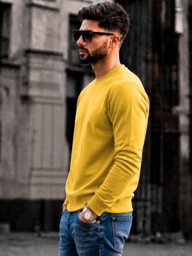 Image of Mack Jonney Men's Solid Winter Sweatshirt|Soft Fleece Fabric Full Sleeve Round Neck Sweatshirt|Stylish Casual Wear for Men-mj-281