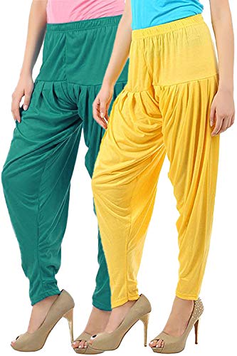 Image of Buy That Trendz Womens Patiala Pants Combo Pack of 2 Viscose Dhoti Patiyala Salwar Harem Bottoms Pants