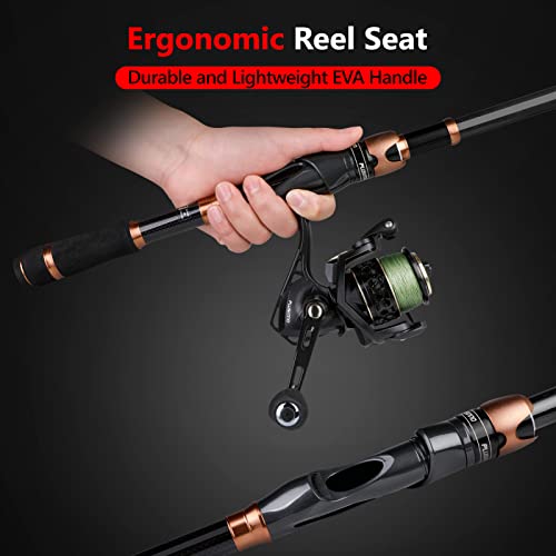 PLUSINNO Combos de vara e molinete, bronze Warrior Toray 24 toneladas matriz de carbono telescópica