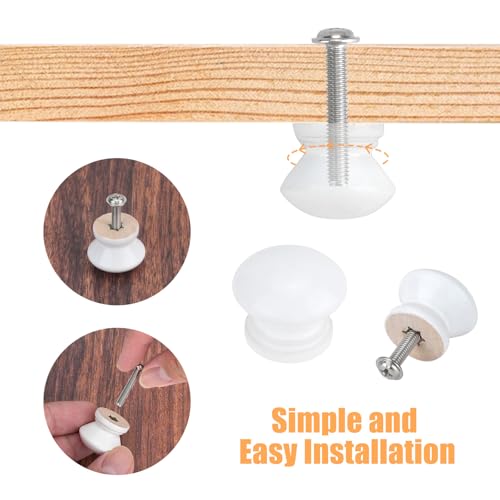 Jiayaus 12 Stück Möbelknöpfe Holz für Kommode, Schrankknöpfe mit Schrauben, Runde Knauf für Schrank, Weiß Knöpfe für Schränke Kleiderschrank Möbel Schublade Küche
