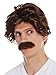 WIG ME UP - 7090-FR33A Perücke Karneval Halloween Herren Schnauzbart 70er Jahre Retro Bulle Polizist Opa Braun Rotbraun