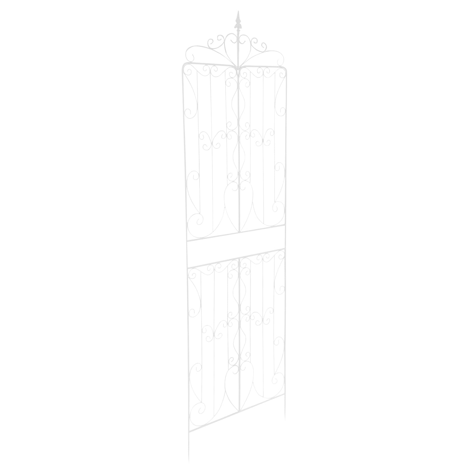 Kratka ogrodowa z żelaza, 2 sztuki, biała, prostokątna, 65 x 237 cm, kratka dla roślin pnących, rustykalny styl, z kołkami do wbijania w ziemię