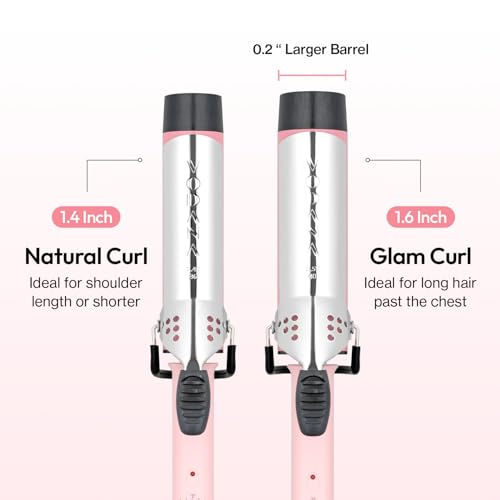 Image of VODANA Professional GlamWave Ceramic Curling Iron, Long-Lasting Natural Curls, Instant Heat, Hair Curler, Curling Wand, Available in USA (1.4 inch, Pink)