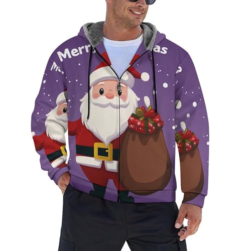 Sweat à capuche zippé pour homme veste polaire violette de travail d'hiver
