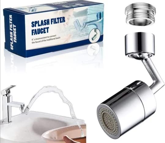 Green Villa Large-Angle Rotating Faucet Extender Aerator, Universal Splash Filter Faucet Aerator for Bathroom & Kitchen Sink with 2 Water Outlet Modes (1080 degree Faucet Extender ABS)