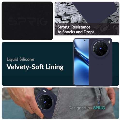 Image of SPRIG Compatible with Vivo X200 5G Premium SilkTone Back Cover Drop Tested Shock Proof Mobile Case for Men, Women, Boys and Girls with Camera Protection (Midnight Blue)