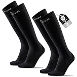 Effeet Compression Socks for Men Women, 2 Pairs Flight Socks with Cushioned Sole & Reinforced Toe, Knee High Sock for Running, Travel, Long Flights, Pregnancy