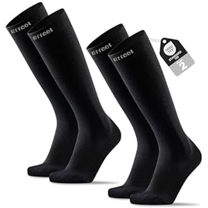 Effeet Bas de Contention Femme et Homme, 2 Paires Chaussettes de Contention Femme Rembourrées, Chaussettes de Compression pour Sport, Avion, Voyage, Grossesse, Travail (Noir, 43-46)