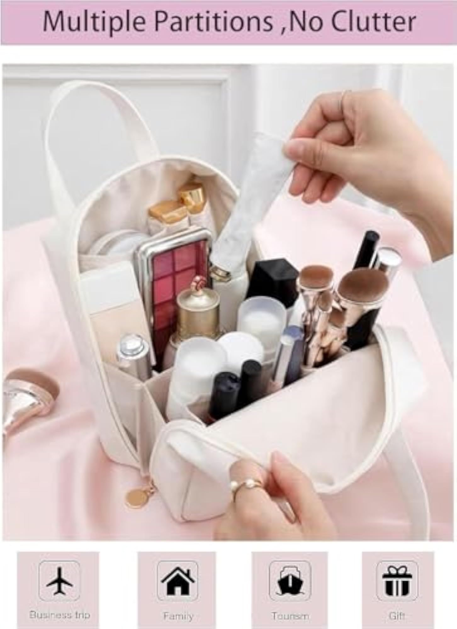 Large Capacity Leather Cosmetic Bag for Women
