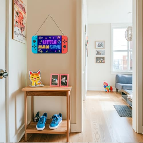 Little Man Cave Sign for Boys Game Console Room Decor Boys Room Decor Space Astronaut Living Room Wall Decor Wooden Hanging Plaque Wood Sign Wall Pediments Wallart Game Room Playroom Bedroom Decor
