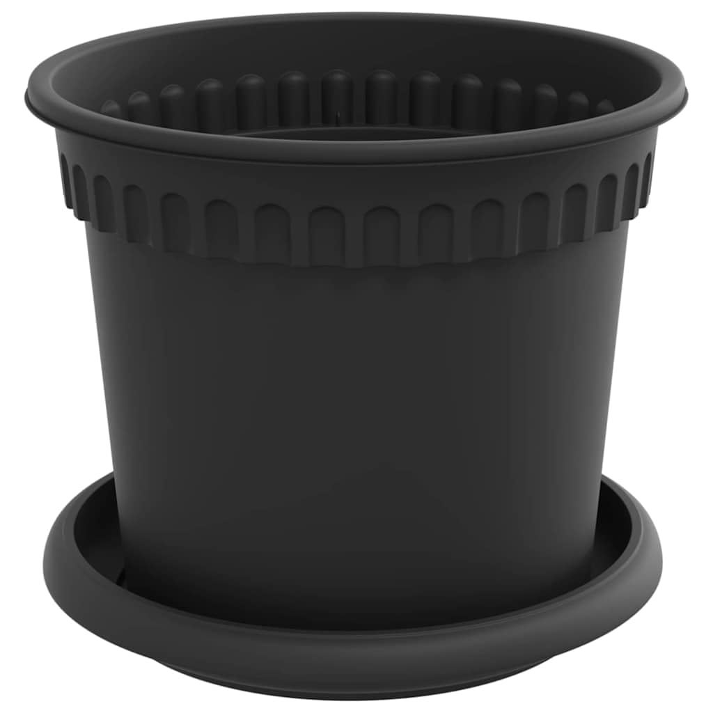 Blumentöpfe Set 24 Stück Schwarz, Kunststoff Pflanzgefäß Kübel mit gerolltem Rand und Entwässerungslöchern für Balkon, Terrasse, Fensterbank, Indoor und Outdoor 15 x 15 x 12 cm