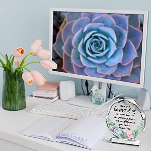 Yinder Thank You Gifts for Women Appreciation Gifts for Coworker Employee Nurse Teacher Leader Boss Inspirational Quotes Acrylic Desk Decor for Home Office Farewell Retirement