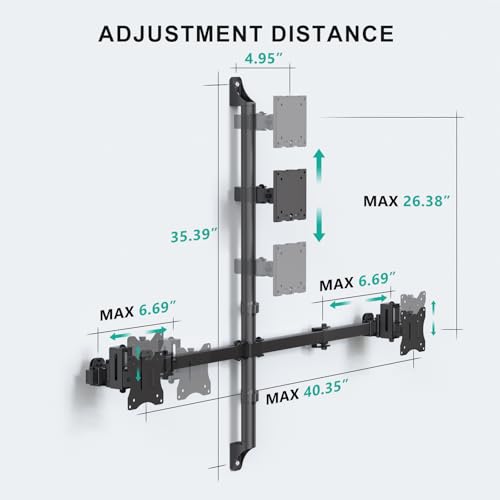 Image of WALI Triple Monitor Wall Mount for 13 to 49 Inch, 3 Monitor Wall Mount Computer Monitor Arm for Ultrawides Screens, Swivel Tilt Wall Mount with VESA 75 /100 mm, Per Arm Holds Up to 22lbs