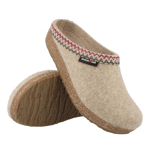 Image of HAFLINGER Grizzly Zigzag Felt Clog Wool Slipper
