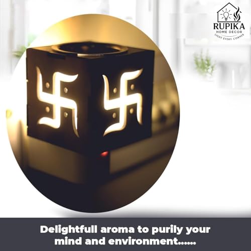 Image of RUPIKA |Swastik Electric Kapoor Dani | Aroma Incense Burner | Camphor Diffuser | Electric Dhoop Dani for Home Office Puja Meditation