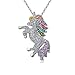 Collana unicorno, ciondolo arcobaleno ragazza catena d'argento regalo unicorno donna, collana unicorno in lega placcata argento, regalo per bambini / Natale / commemorativo(Argento)