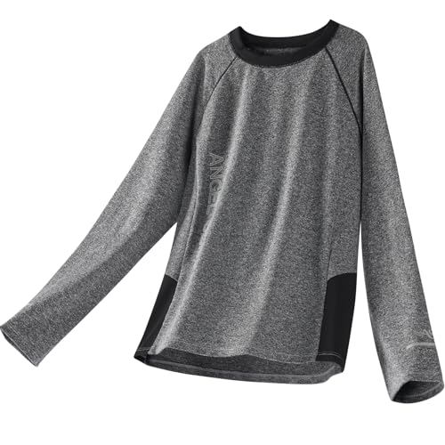 Image of Angel season Boys Girls Long Sleeve Shirts Breathable Moisture Wicking Athletic Activewear T-Shirt for Kids, 5-14 Years