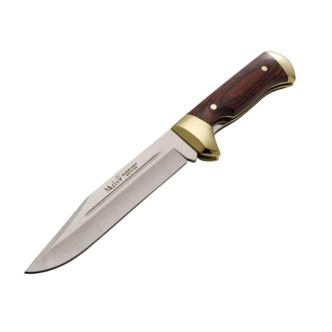 LO TRINCO YO Muela Cuchillo de Caza Plegable PG-20R.Hoja de Acero Inoxidable MoVa de 20 cm y empuñadura de Madera Coral ideal para Caza, Pesca, Supervivencia y Bushcraft + Linterna Led 8W de Regalo