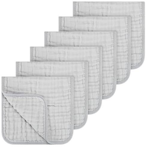 Image of Accmor 6 Pack Muslin Burp Cloths 100% Cotton 20''x10'' Large Extra Soft and Absorbent Baby Burping Cloth for Boys Girls