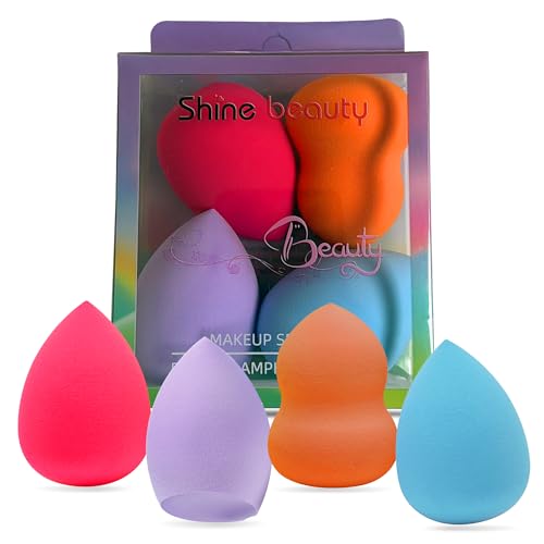 G4GADGET 4 PCS Assorted Makeup Sponges Multi-Colored Non-Latex Foundation Applicators for Cream Powder and Liquid Makeup Reusable & Easy to Clean Wet and Dry Use