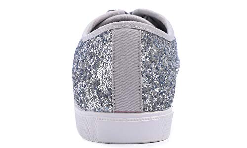 FEVERSOLE Women's Fashion Dress Sneakers Party Bling Casual Flats Embellished Shoes4