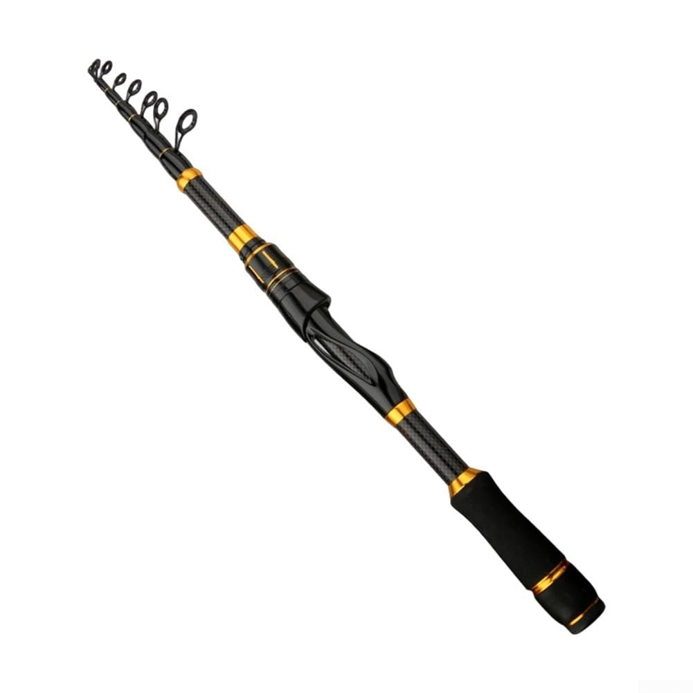 Telescopic Fishing Rod, Heavy Duty Carbon Fibre Pole, Portable Travel with Short Collapsible Design for Freshwater and Sea Fishing, Lightweight Backpacking Gear(2.1)