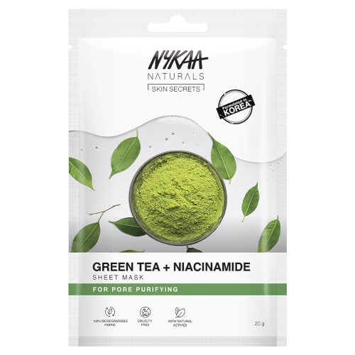 Nykaa Naturals Green Tea & Niacinamide Sheet Mask for Oil Control...