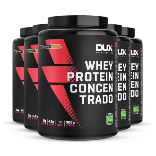 Kit 5 Whey Protein Concentrado Dux Doce de Leite 900g