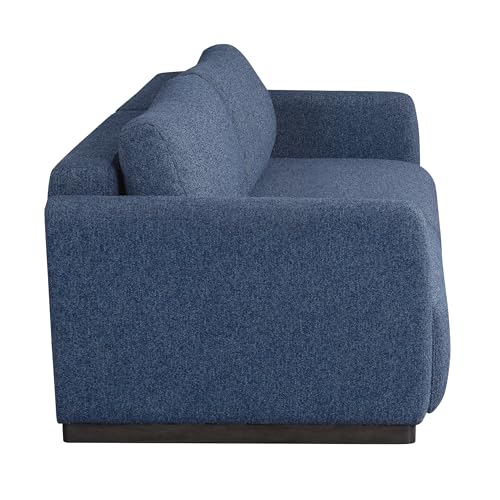 Image of Serta Vail 86 inch Convertible Sleeper Sofa, Queen Size, Wall-Hugging Dreamglide Mechanism, Dreamcoil Comfort, Boucle Fabric, Navy Blue